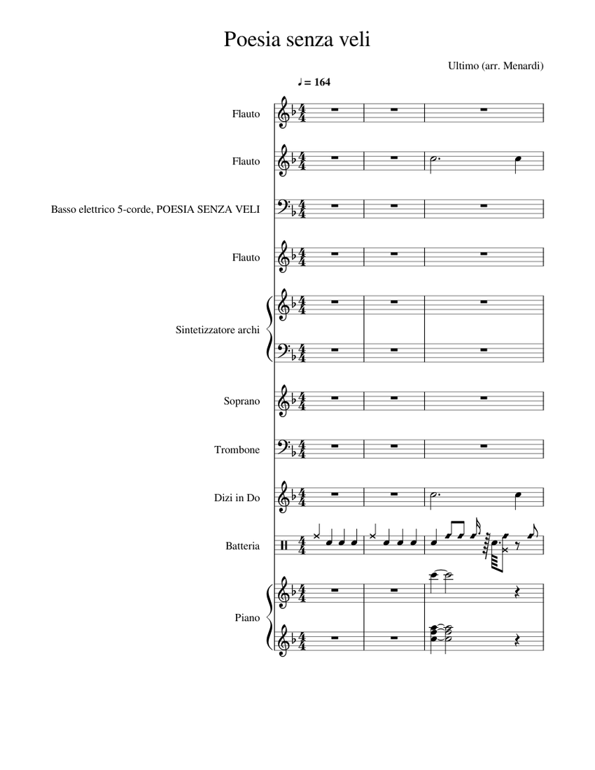 Poesia senza veli Ultimo (flute duo and base) Sheet music for Piano