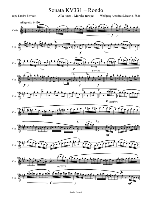 Turkish March KV331 - Marcia Turca Sonata KV331