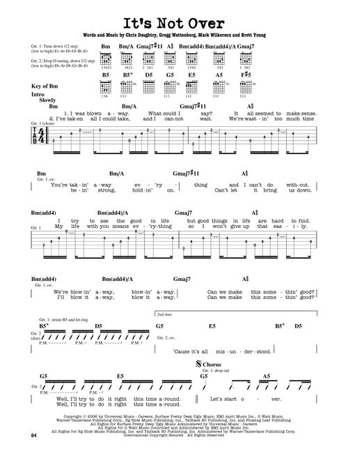 It's Not Over - Daughtry (Guitar Lead Sheet)