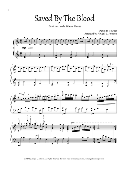 Saved By The Blood (Late Intermediate Piano Solo) (Arr. Abigail L. Johnson) - Daniel B. Towner (Piano Solo)