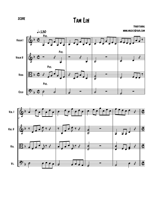 Tam Lin (Arr. Ionut Cosarca) - Traditional (String Quartet)