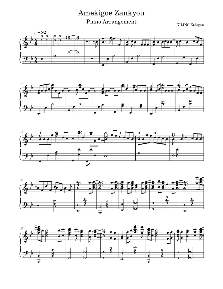 Amekigoe Zankyou 「雨き声残響」 Sheet Music for Piano (Solo