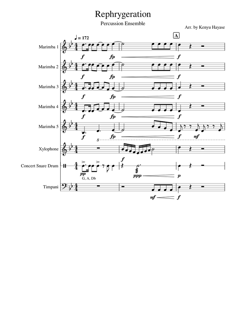 Rephrygeration Todd Stalter Percussion Ensemble Sheet music for