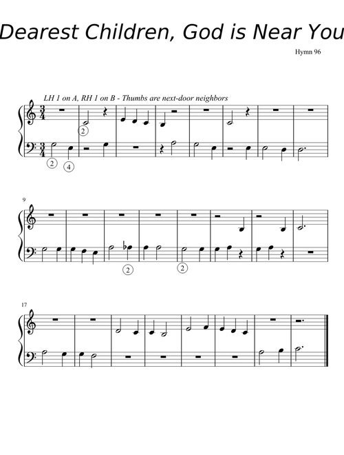 Dearest Children, God is Near You (5-Finger arrangement)