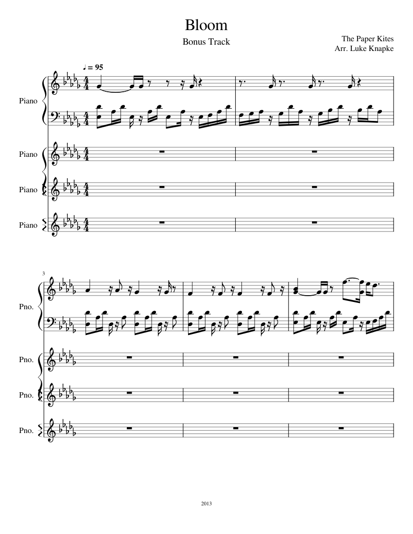 Bloom by The Paper Kites Sheet music for Piano (Mixed Quartet