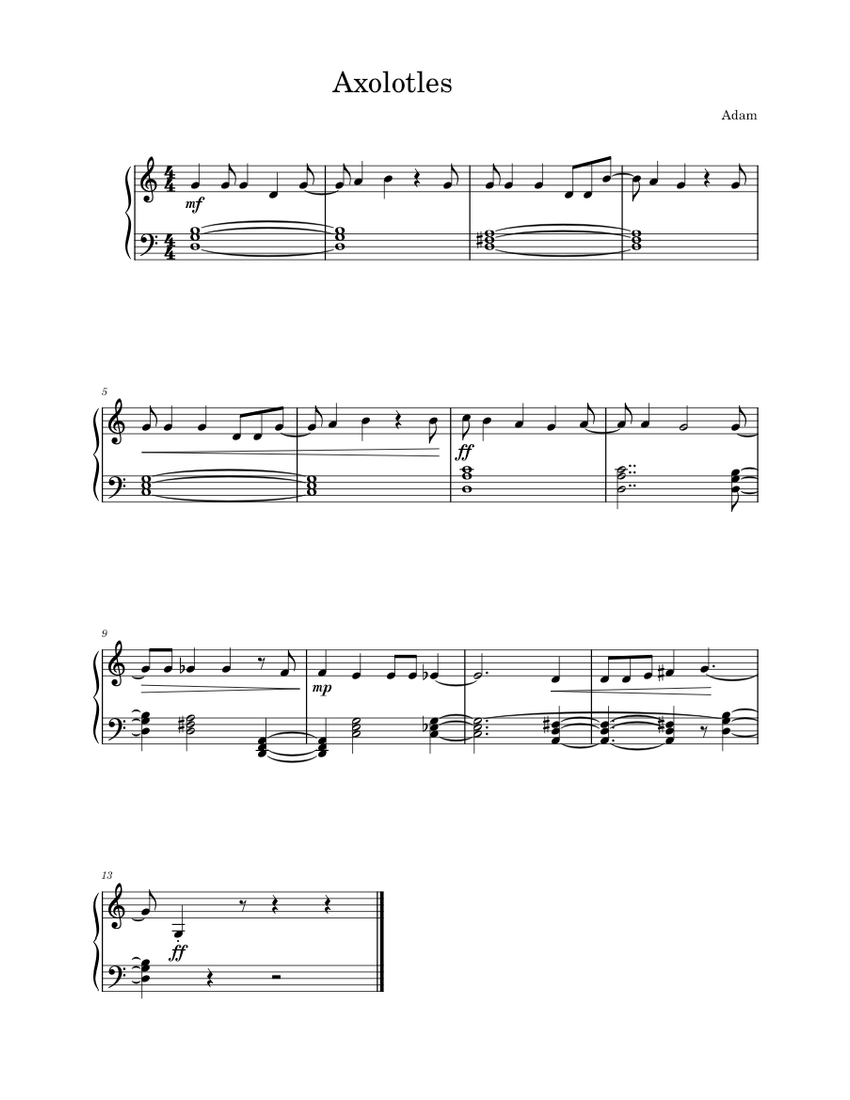 Axolotls Adam Evans Sheet music for Piano (Solo)