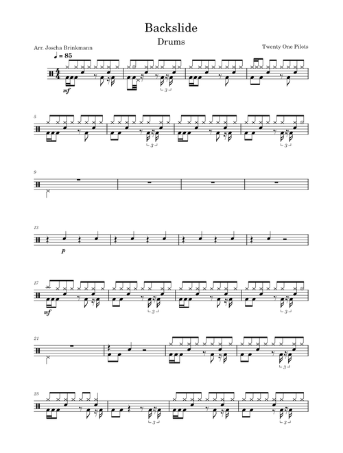 Backslide – Twenty One Pilots - Drums