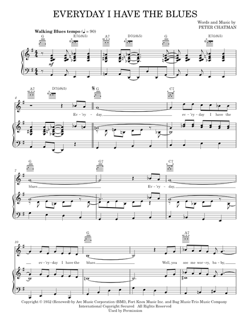 Everyday I Have The Blues - B.B. King, Joe Williams (Piano-Vocal-Guitar)