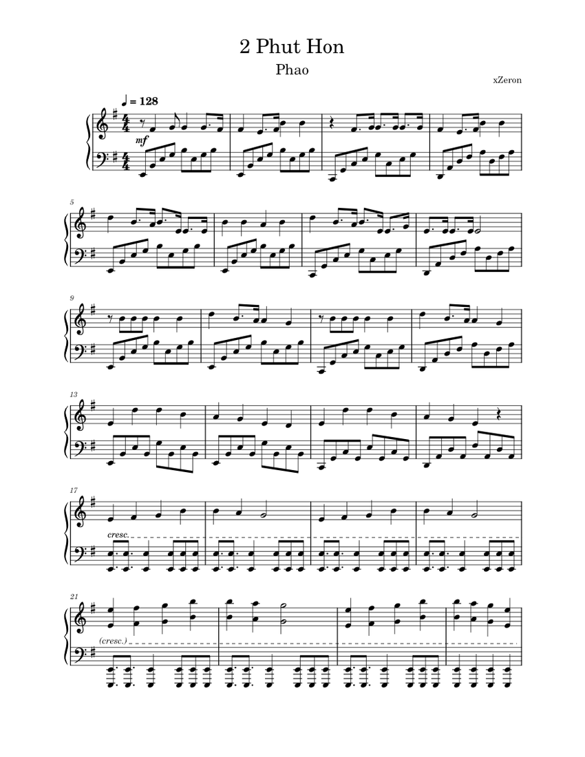 2 Phut Hon (KAIZ Remix)/Zero Two Dance Sheet Music for Piano