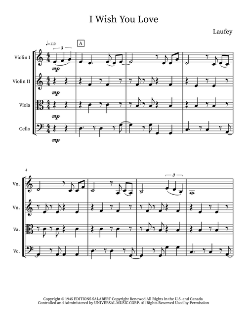 Que Reste-T-Il De Nos Amours (I Wish You Love) (Arr. Eva Gargiulo) - Charles Trenet, Albert Beach (String Quartet)