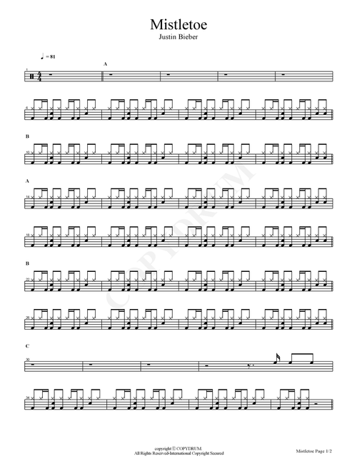 Mistletoe (Arr. COPYDRUM) - Justin Bieber (Drums)