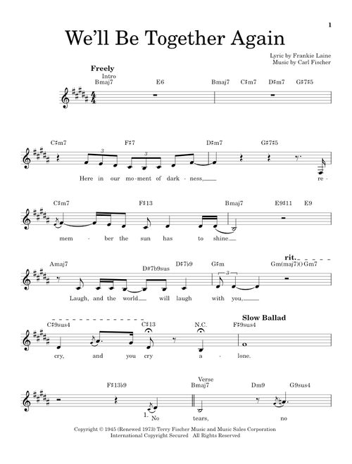 We'll Be Together Again - Carl Fischer, Frankie Laine (Pro Vocal)