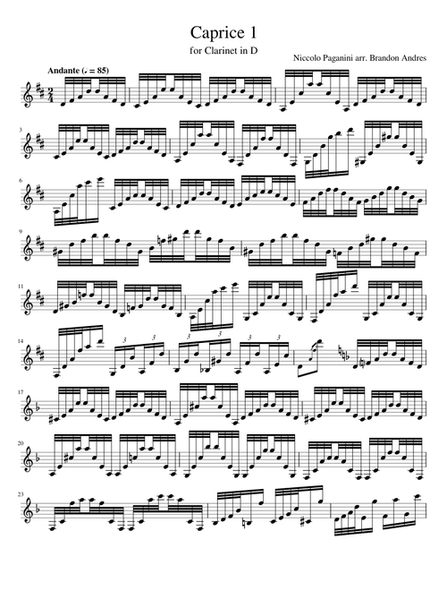 Caprice 1 for Clarinet in D/E-flat