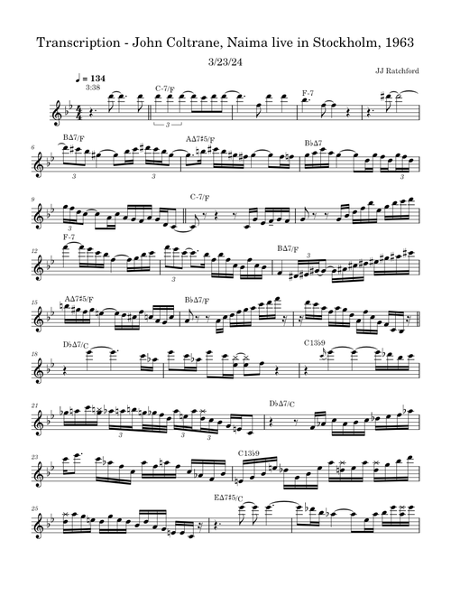 Naima – John Coltrane Transcription - John Coltrane, Naima live in Stockholm, 1963