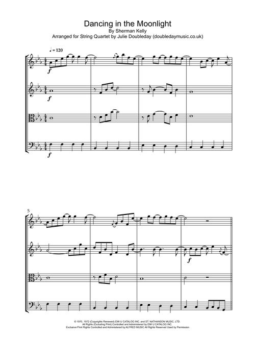 Dancin' In The Moonlight (Arr. Julie Doubleday) - King Harvest (String Quartet)