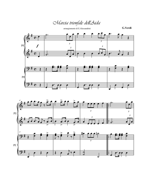 Aida Marcia trionfale. Piano 4 hands (Arr. Ester Alessandrini) - G.Verdi (Easy Piano)