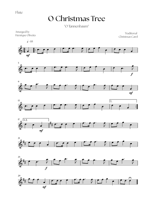 O Christmas Tree "O Tannenbaum" (Flute Solo) - Christmas Carol (Arr. Henrique Oliveira) - Traditional Christmas Carol (Flute Solo)