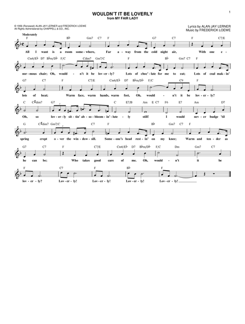 Wouldn't It Be Loverly - Frederick Loewe, Alan Jay Lerner (Lead Sheet - Fake Book)