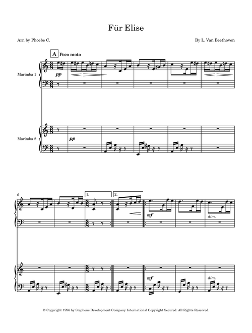 Fur Elise (Arr. Phoebe C.) - Beethoven (Instrumental Duet)