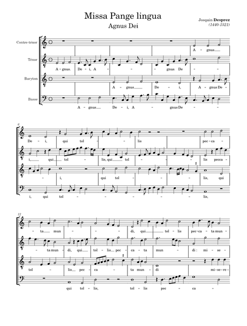 Missa Pange lingua, 5. Agnus Dei - Desprez
