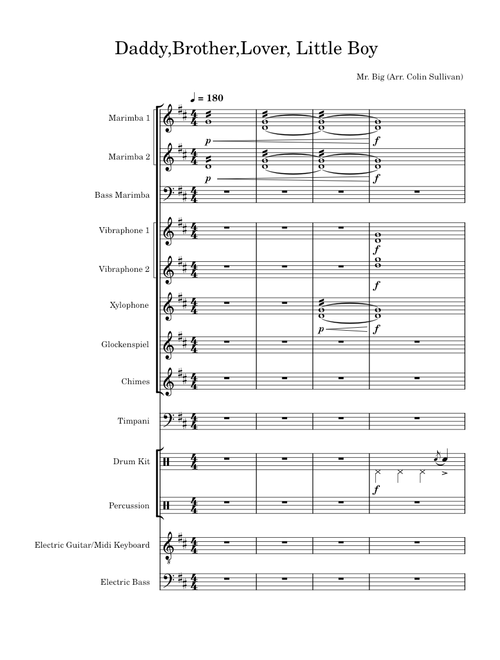 Mr. Big : Daddy, Brother, Lover, Little Boy Arr. for percussion ensemble