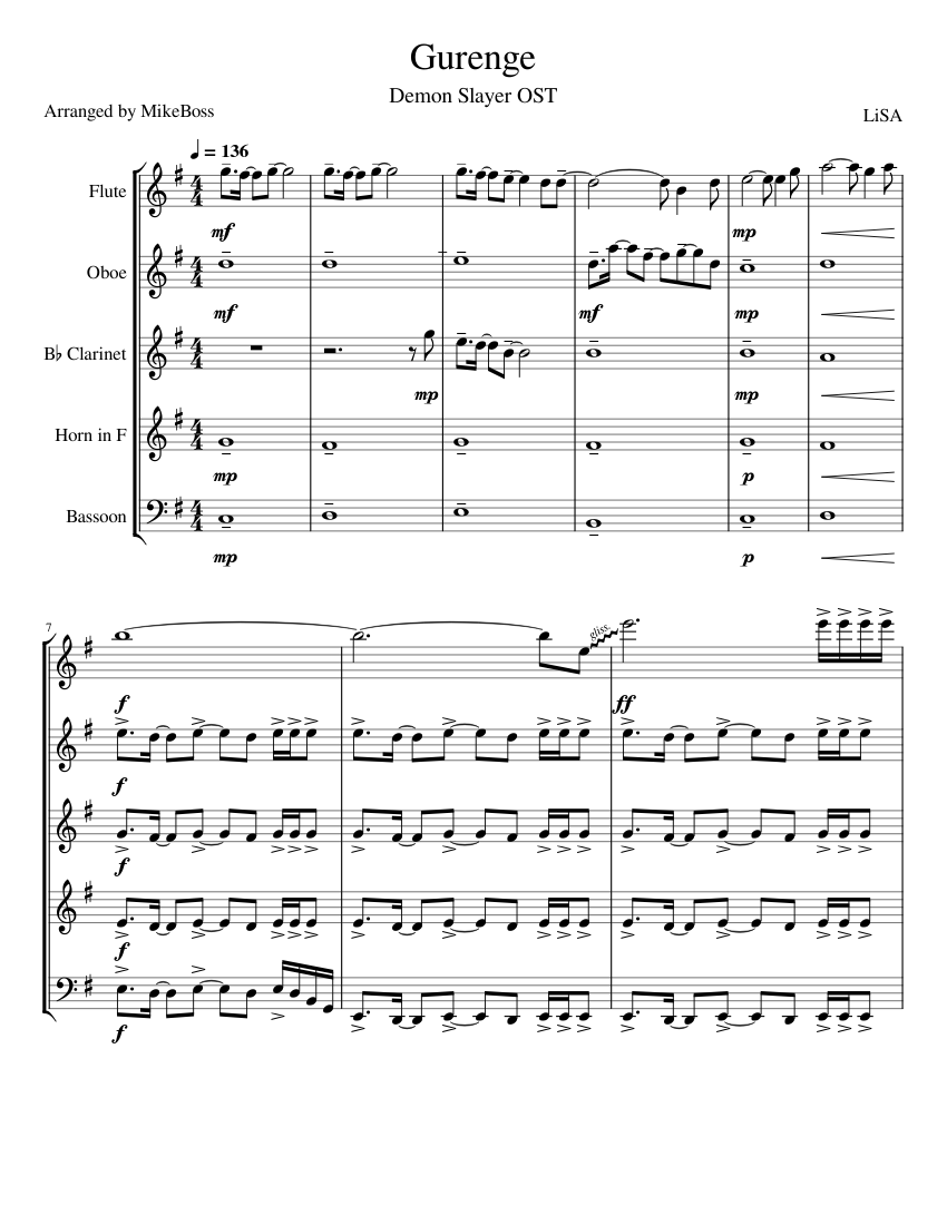 Gurenge – LiSA Gurenge (Demon Slayer OST) - LiSA Sheet Music for