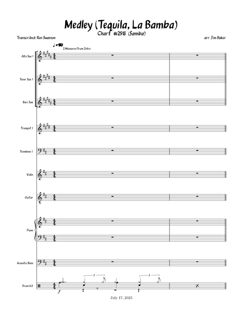 Medley (Tequila, La Bamba) – arr Jim Baker
