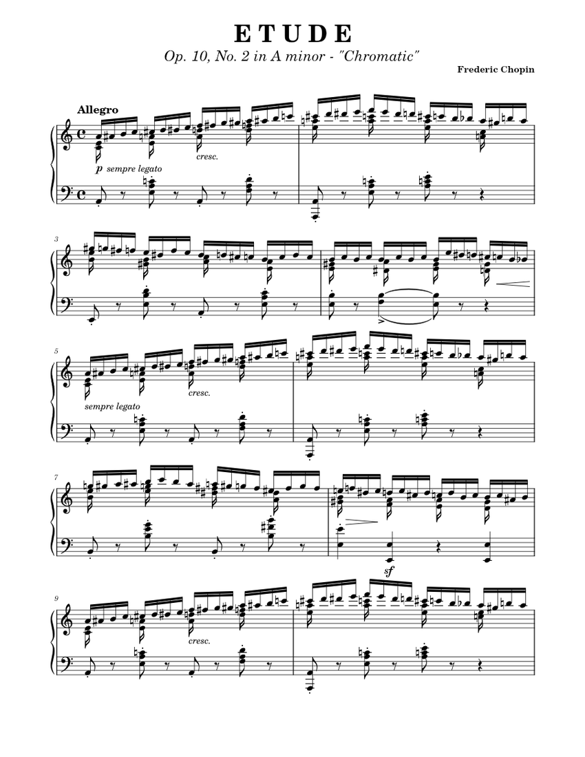 Etude Op. 10 No. 2 (Chromatic) – Chopin Sheet Music for Piano
