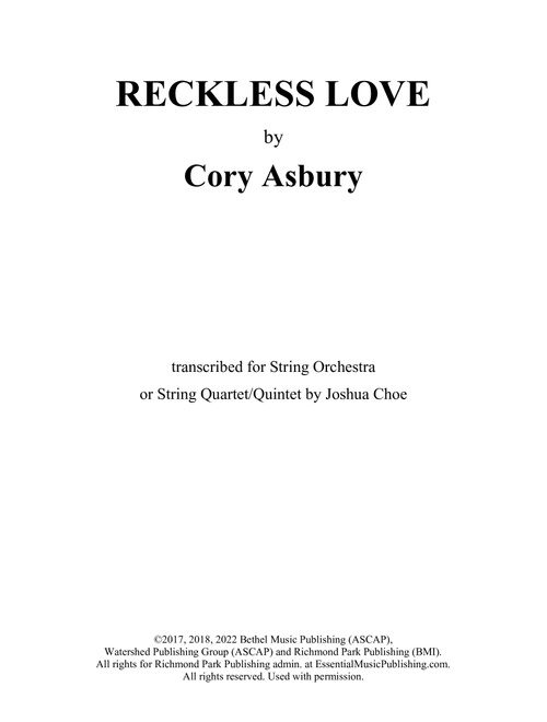Reckless Love (Arr. Joshua Choe) - Cory Asbury, Caleb Culver, Ran Jackson (String Ensemble)