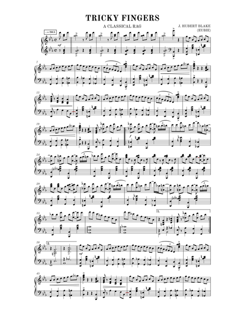 Tricky Fingers – James Hubert Blake (Eubie) (c. 1908 – 9/59)