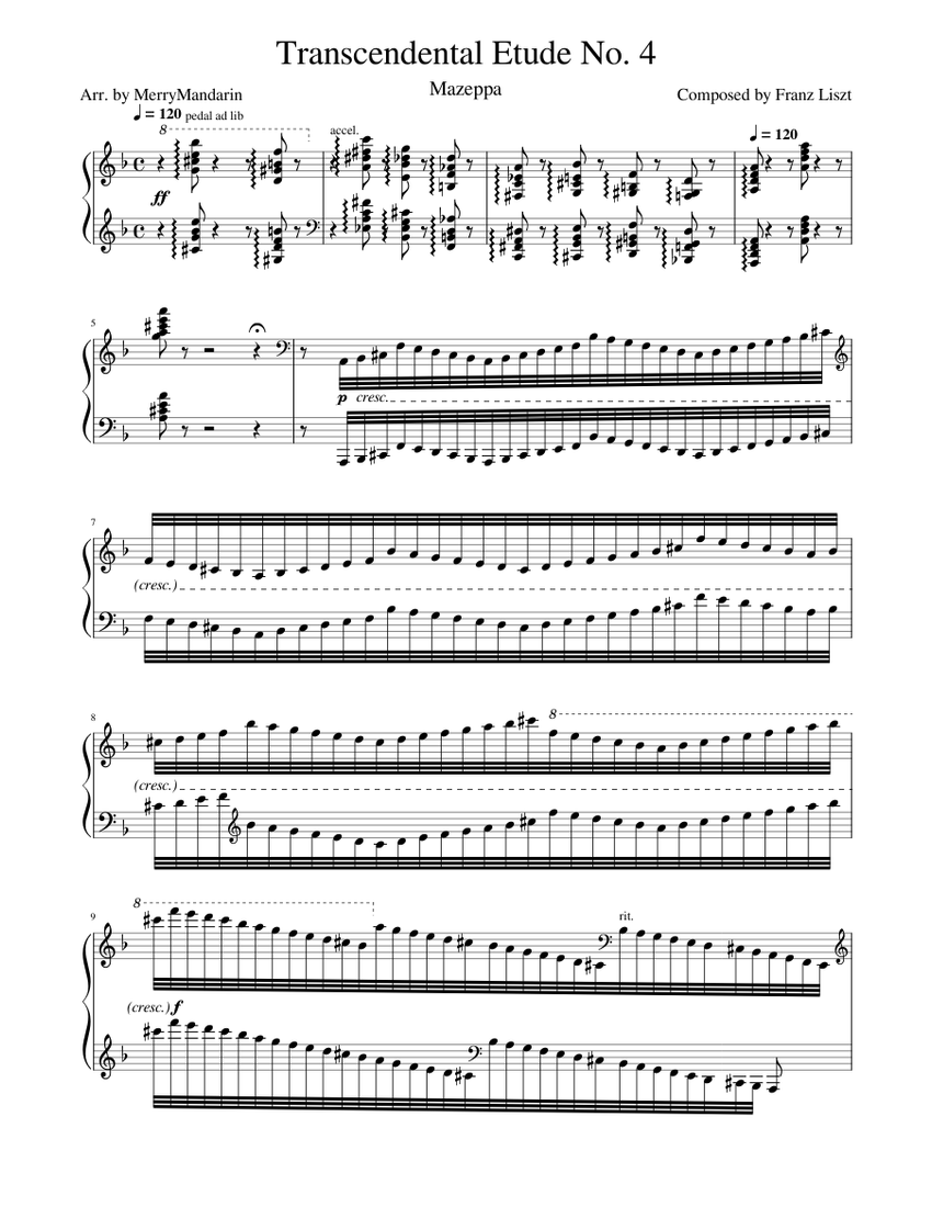 Transcendental Etude No. 4: Mazeppa – Franz Liszt Sheet
