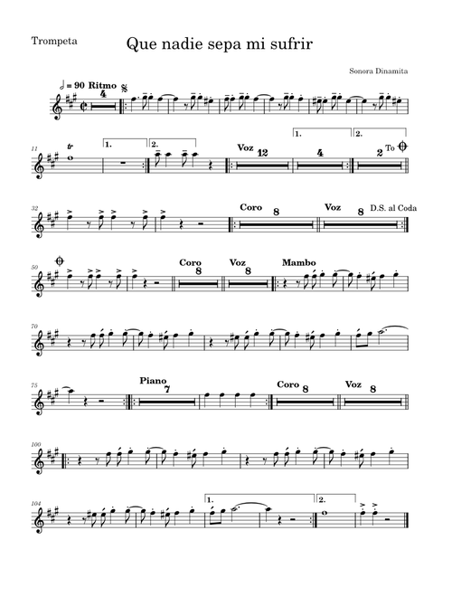 Que nadie sepa mi sufrir – La Sonora Dinamita (Trompeta)
