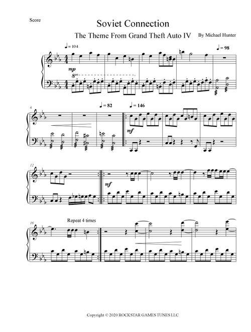 Soviet Connection ? The Theme From Grand Theft Auto IV (Arr. Iván Díaz) - Michael Hunter (Piano Solo)