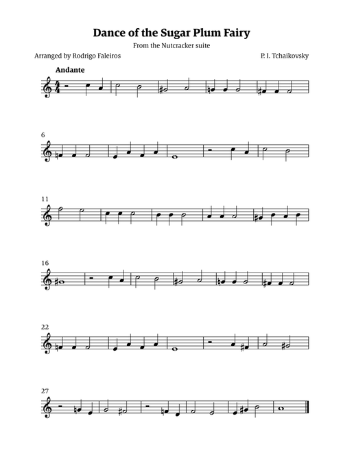 Sugar Plum Fairy theme (Arr. Rodrigo Faleiros) - Tchaikovsky (Recorder Solo)