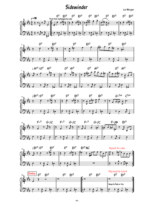 Sidewinder (Lead sheet with bass )