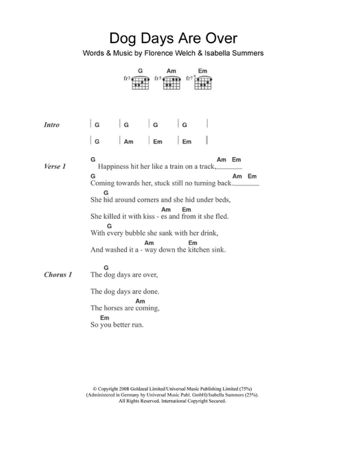 Dog Days Are Over - Florence And The Machine (Guitar Chords-Lyrics)