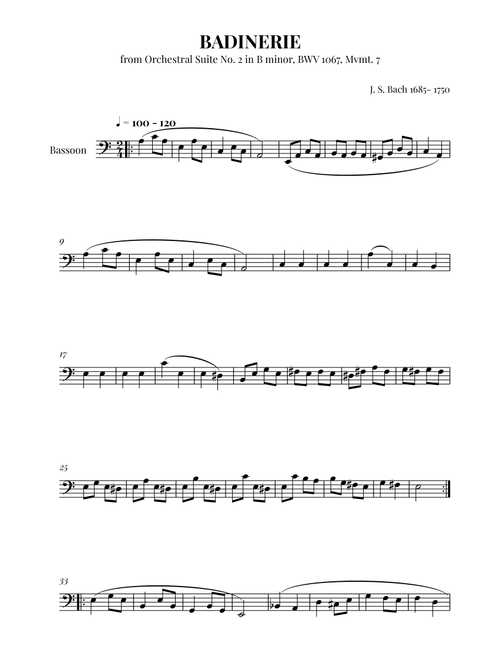 Badinerie (BWV 1067) - Bassoon Solo (Arr. Leonardo Mioto Rebouças) - Johann Sebastian Bach (Bassoon Solo)