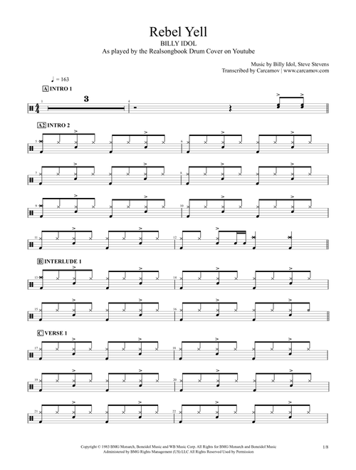 Rebel Yell (Arr. Realsongbook) - Billy Idol (Drums)