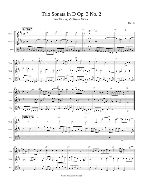 Trio Sonata in D major, Op.3 No.2 – Arcangelo Corelli