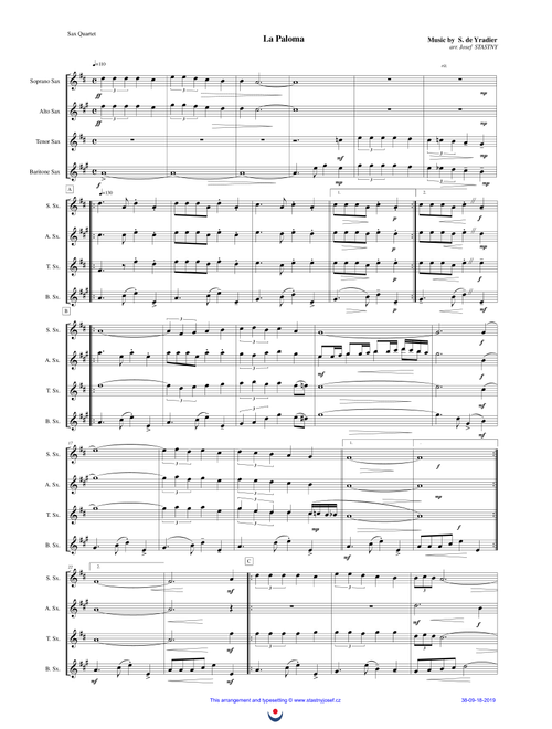 La Paloma (Arr. Josef STASTNY) - Sebastian de Yradier (Woodwind Ensemble)