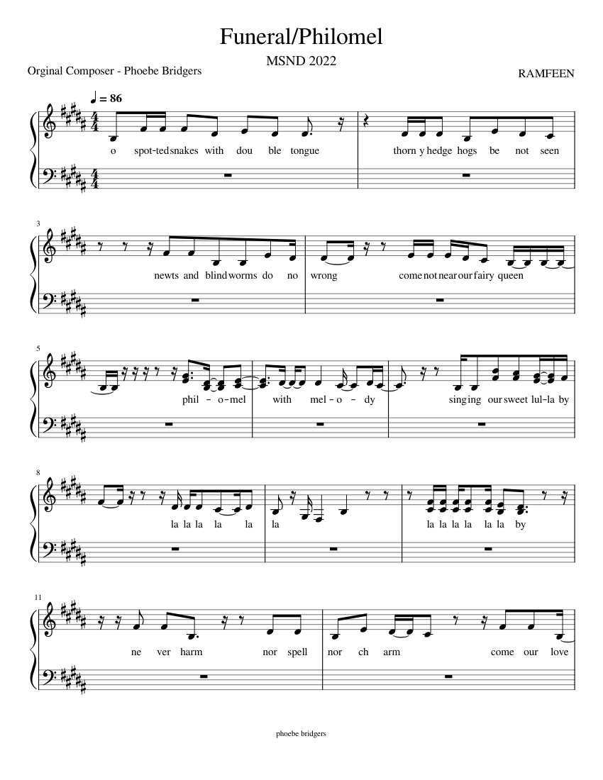 Funeral Phoebe Bridgers funeral Sheet music for Piano (Solo
