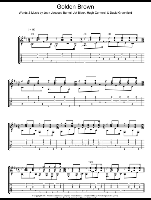 Golden Brown - The Stranglers (Guitar Tab)