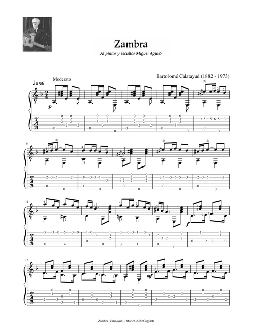 Zambra - Calatayud, Bartolomé (1882 - 1973) - Tablature