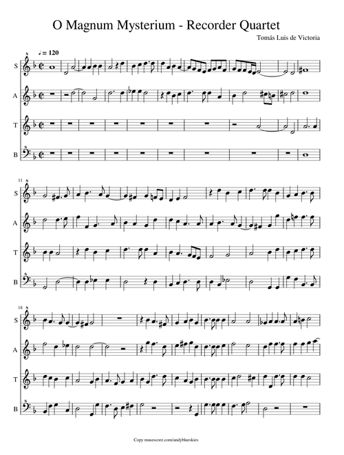 O Magnum Mysterium - Recorder Quartet
