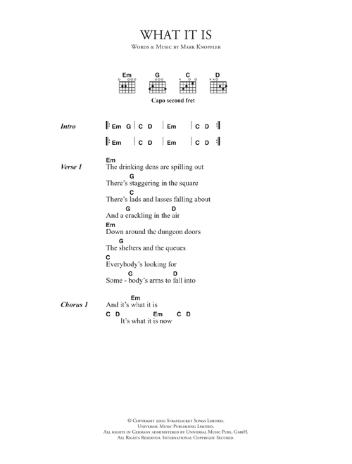 What It Is - Mark Knopfler (Guitar Chords-Lyrics)
