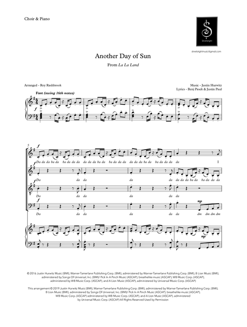 Another Day Of Sun (Arr. Roy Rashbrook) - Justin Hurwitz, Benj Pasek, Justin Paul (Choral, SATB)