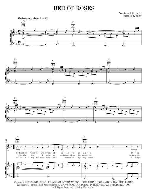 Bed of roses - Bon Jovi (Piano-Vocal-Guitar)