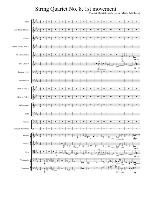 Shostakovich String Quartet No. 8 for orchestra 1st movement Draft 1 (8/4/20)