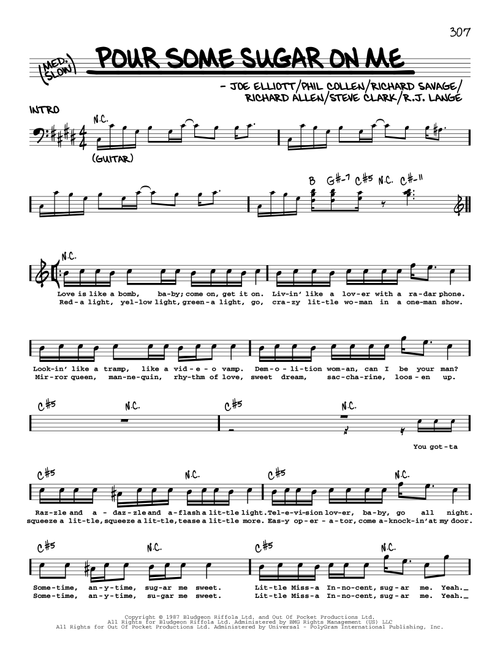 Pour Some Sugar On Me - Def Leppard (Real Book - Melody-Chords-Lyrics)