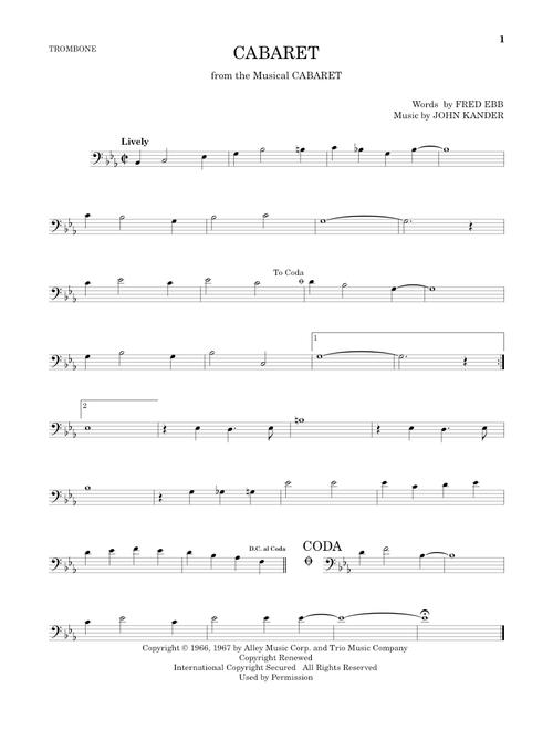 Cabaret - John Kander & Fred Ebb, Fred Ebb, John Kander (Trombone Solo)